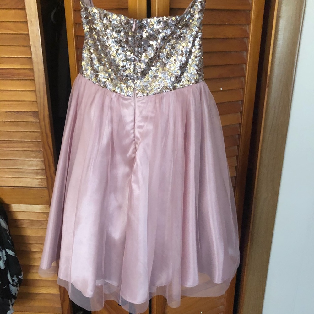 Gold and rose semi formal strapless dress